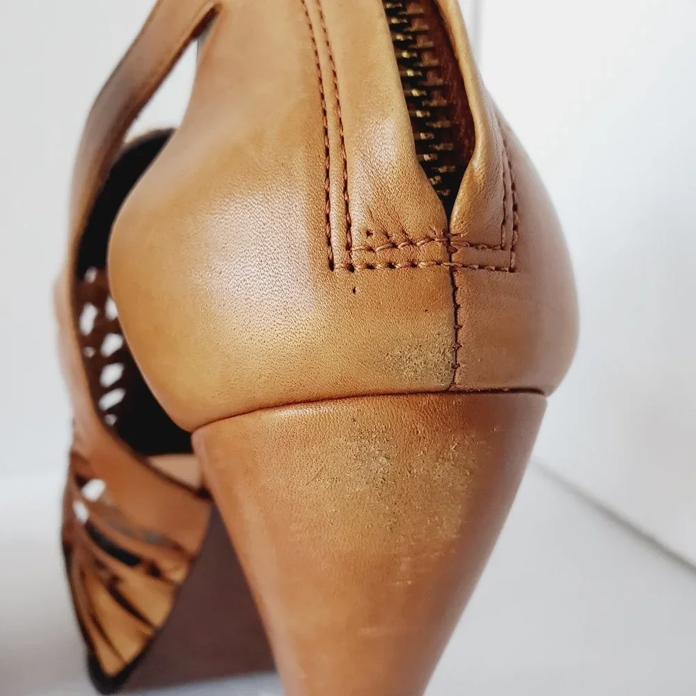 Elizabeth and James Tan Cutout Heels - Picture 6 of 11